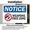 Signmission Weapon Free Zone OSHA Notice Sign, Vinyl Decal, 7in W x 5in L, 2PK OS-2PACK-NS-D-57-L-16889 - alternate 4